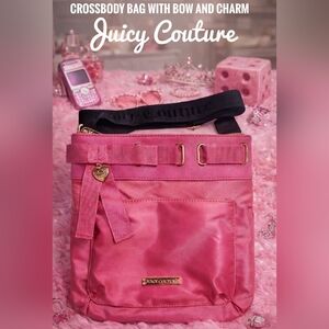 Juicy Couture Pink Crossbody Bag w/ Bow & Heart Charm | Clean Interior | Y2K